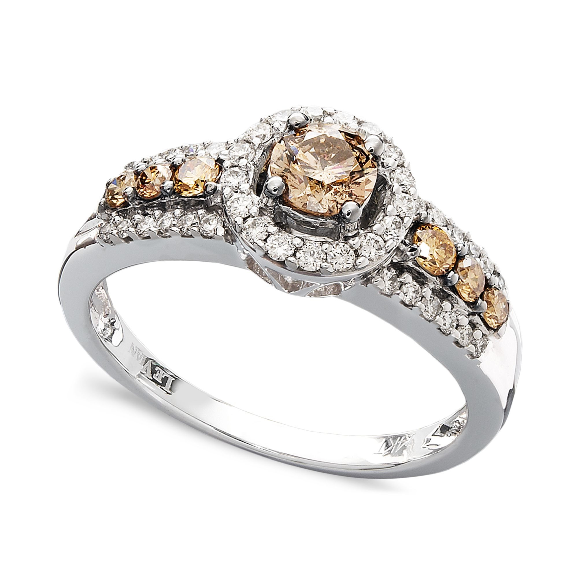 Chocolate Diamond Rings For Sale
 Le vian Chocolate And White Diamond Ring In 14k White Gold