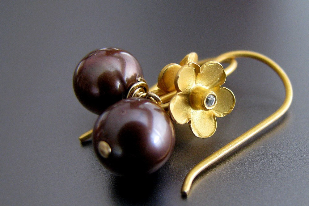 Chocolate Pearl Earrings
 Pearl Earrings Chocolate Pearl Earrings Gold Earrings