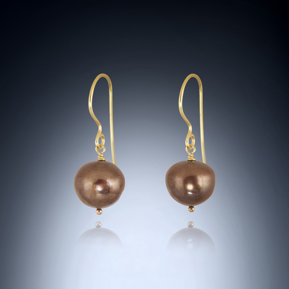 Chocolate Pearl Earrings
 Chocolate Pearl Earrings with 14k gold