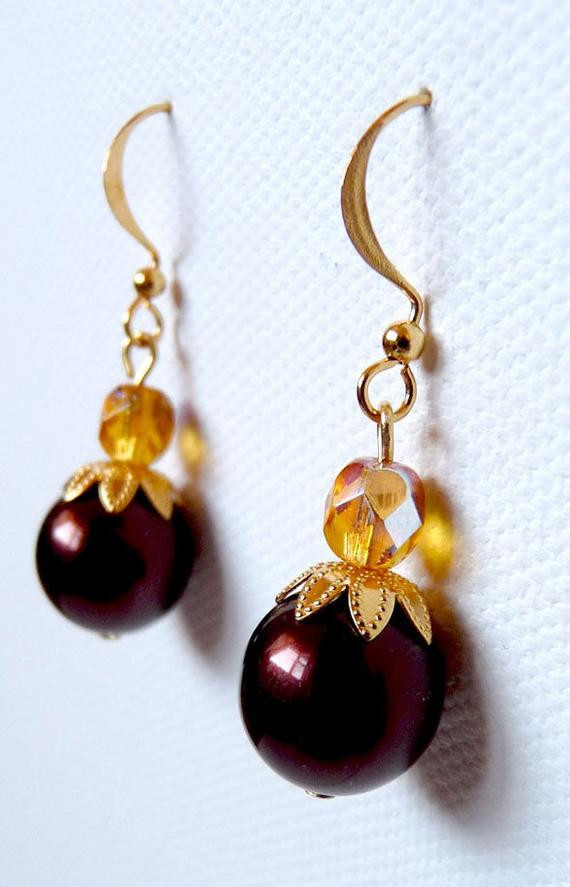 Chocolate Pearl Earrings
 Chocolate Gold earrings brown pearl earrings with gold