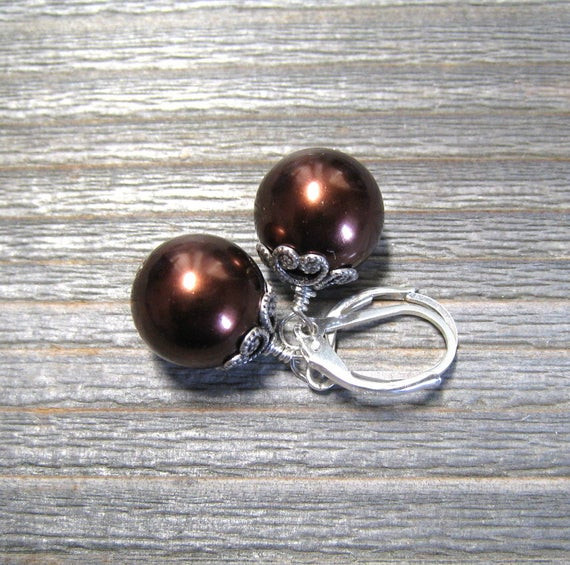 Chocolate Pearl Earrings
 Chocolate Pearl Earrings Sea Shell Pearl by MoonlightDesigns2