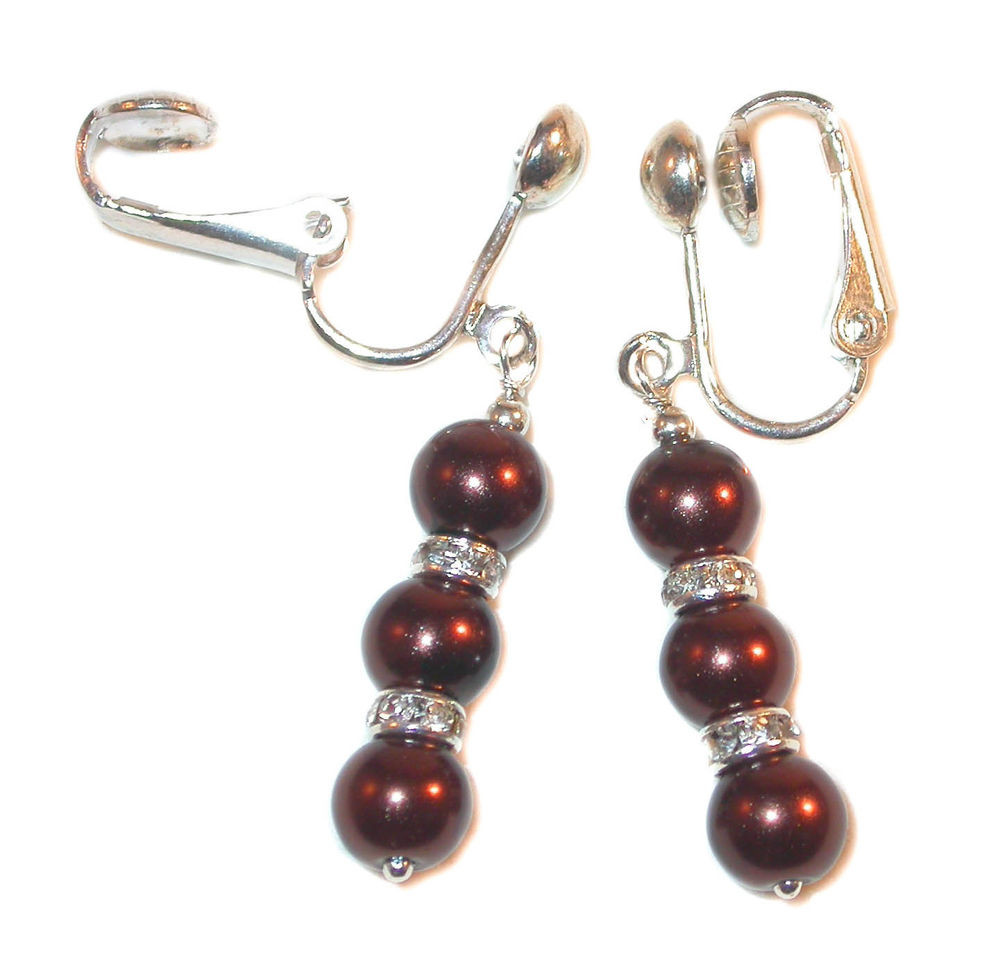 Chocolate Pearl Earrings
 CHOCOLATE Pearl Earrings Sterling Silver Beaded Faux Glass