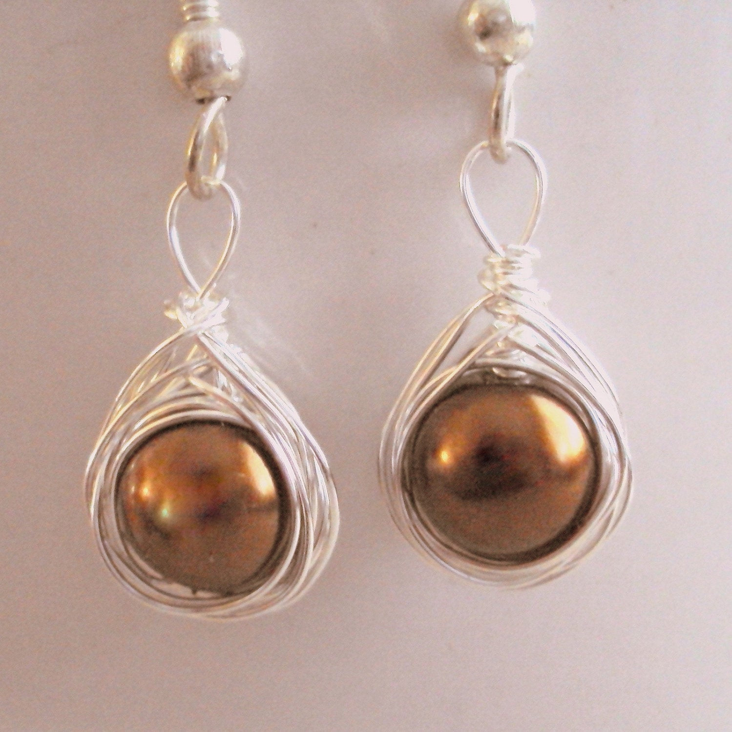 Chocolate Pearl Earrings
 Chocolate Pearl Earrings Brown Solitaire Sterling by