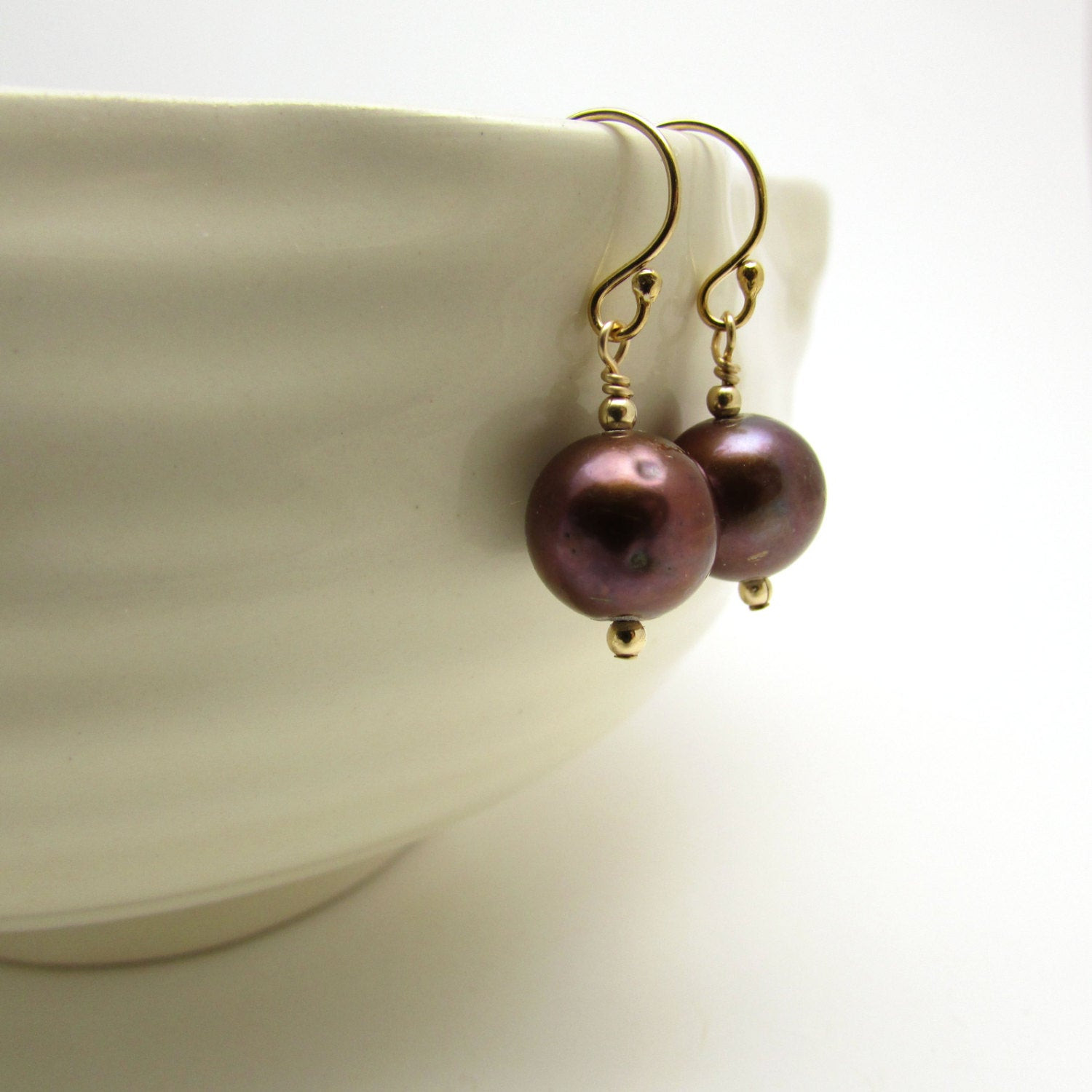 Chocolate Pearl Earrings
 Chocolate pearl earrings gold pearl drop earrings brown