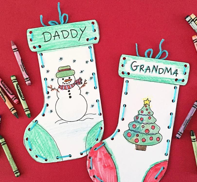 Christmas Art And Craft Ideas For Toddlers
 Free Printable Paper Stocking Craft for Kids