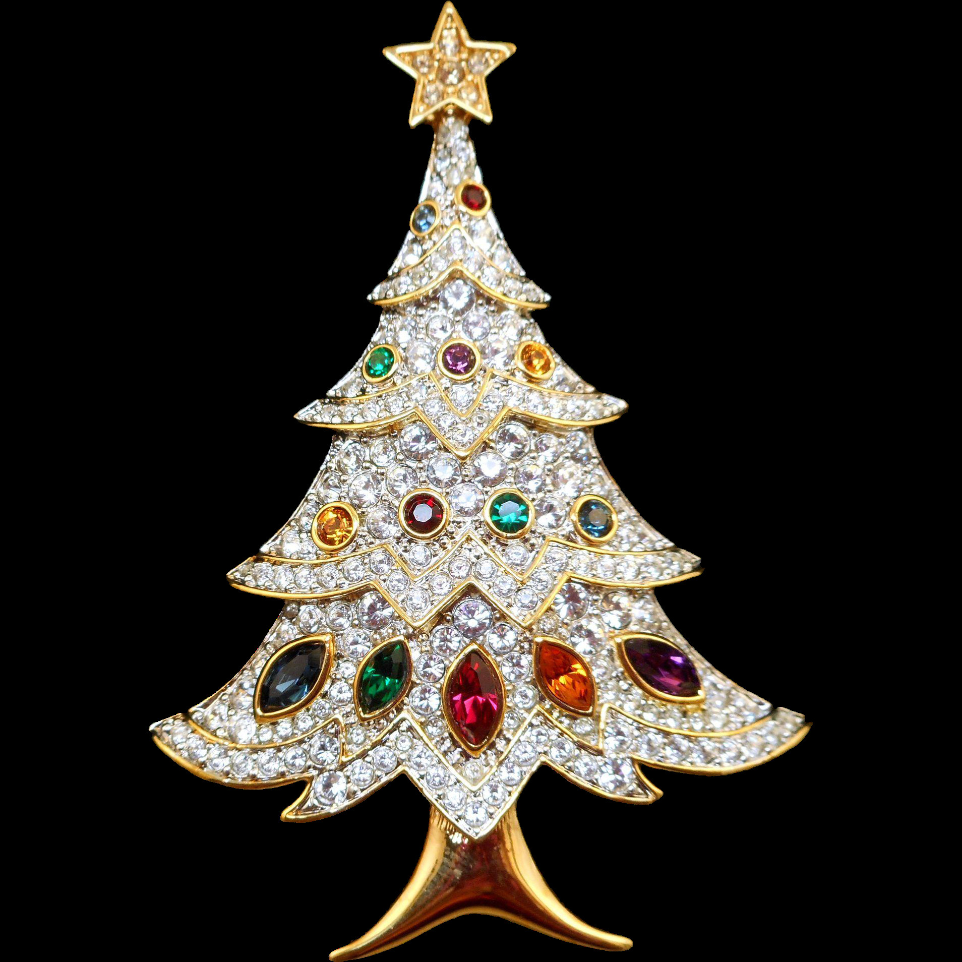 Christmas Brooches
 Swarovski Christmas Tree Brooch from antiqueali on Ruby Lane