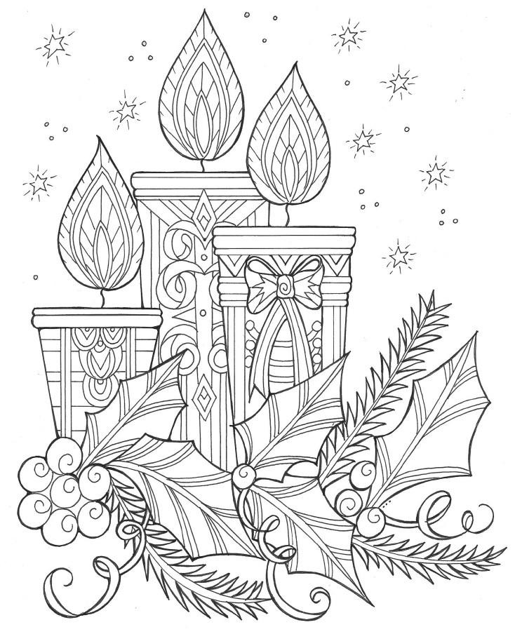 Christmas Coloring Pages For Adults Printable
 Enchanting Candles and Night Sky Christmas Coloring Page