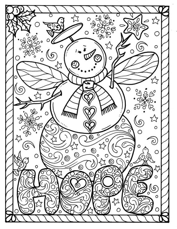Christmas Coloring Pages For Adults Printable
 Snow Angel Instant Christmas Coloring page Holidays