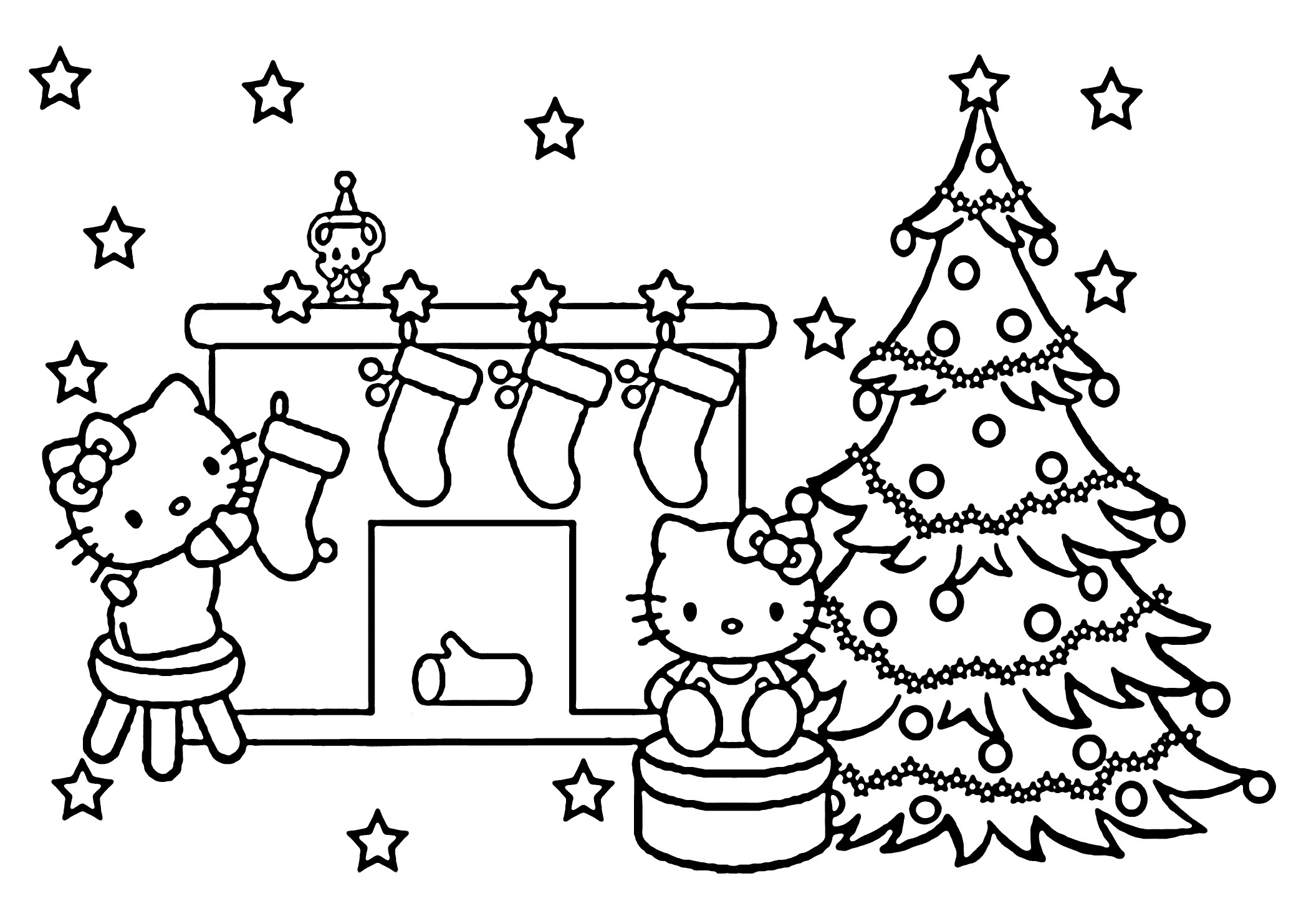 Christmas Coloring Pages For Girls
 Christmas hello Kitty coloring pages for kids printable