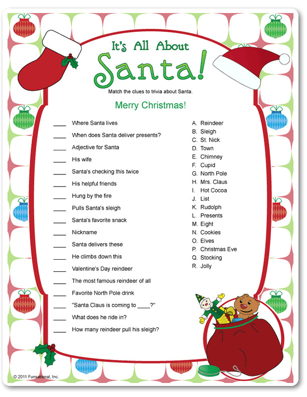 Christmas Game For Kids Party
 Printable It s All About Santa Funsational