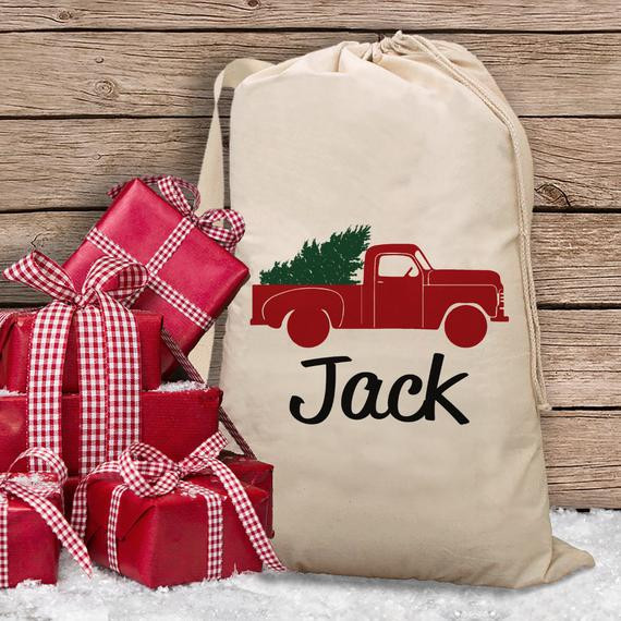 Christmas Gift Bags For Kids
 Vintage Truck Christmas Sack Truck Santa Bag Present