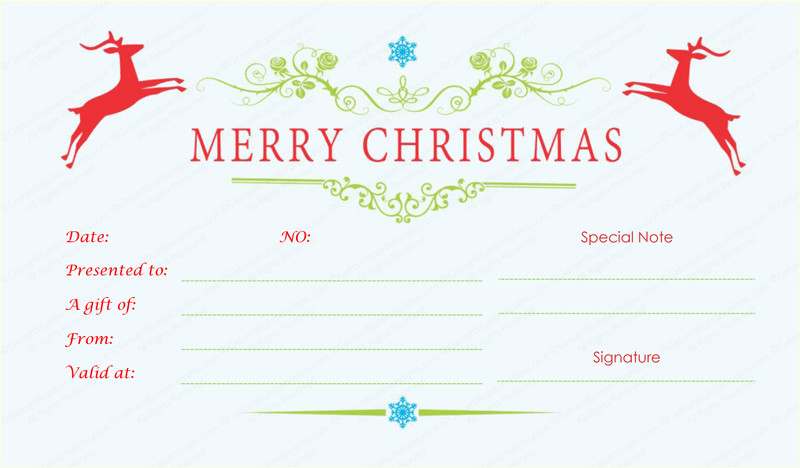 Christmas Gift Certificate Ideas
 Double Reindeer Christmas Gift Certificate Template