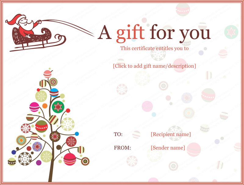 Christmas Gift Certificate Ideas
 Christmas Ball Trees Gift Certificate Template