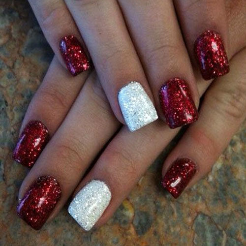 Christmas Glitter Nails
 Red And White Glitter Christmas Nail Art s
