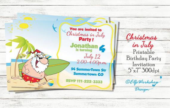 Christmas In July Pool Party Ideas
 SALE off Christmas in July invitation by