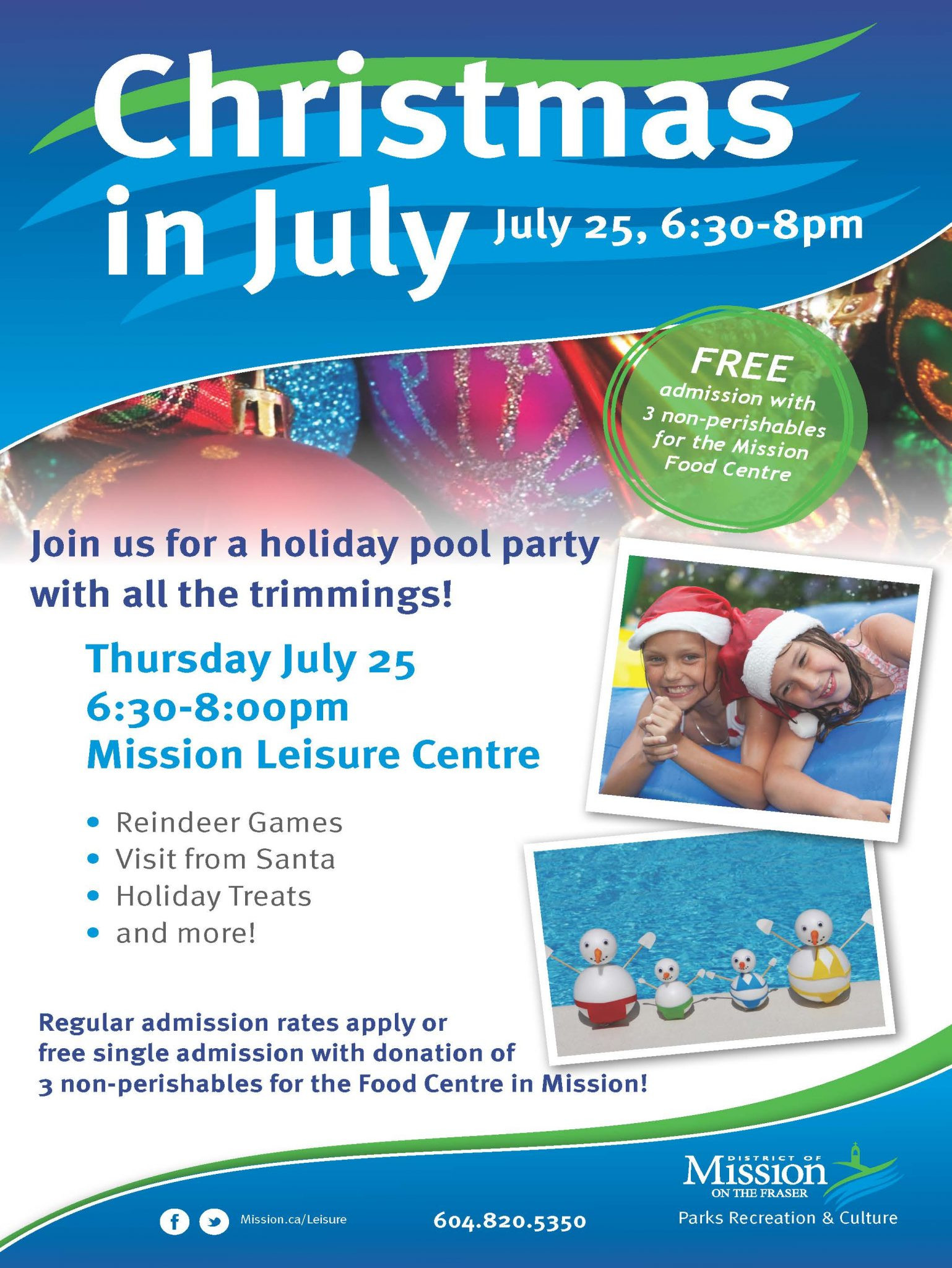 Christmas In July Pool Party Ideas
 Christmas in July Pool Party District of Mission BC