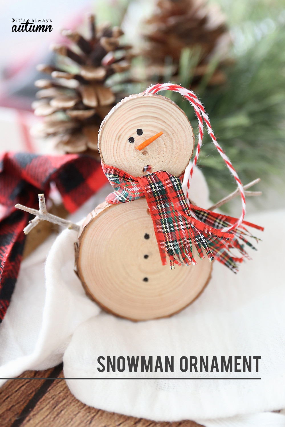 Christmas Ornament Craft Ideas
 Make an easy wood slice snowman Christmas ornament It s