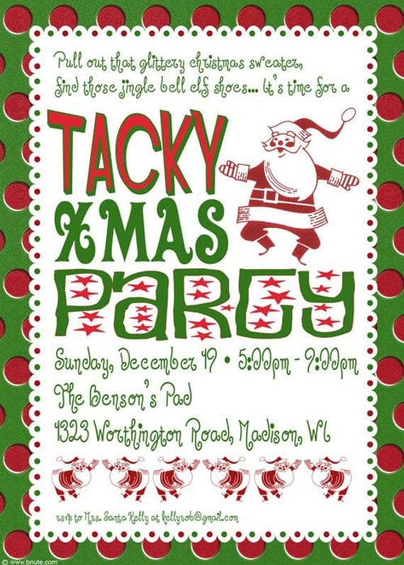 Christmas Party Name Ideas
 Items similar to Tacky Christmas Party Invitation on Etsy