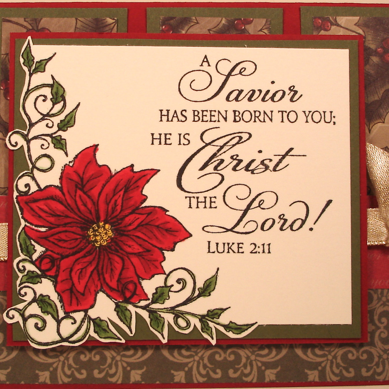 Christmas Quote Christian
 Religious Christmas Card with Bible Verse and Poinsettia