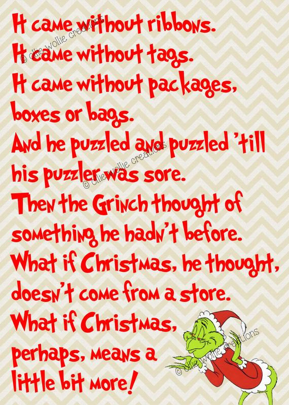 Christmas Quote From The Grinch
 How The Grinch Stole Christmas Printable by