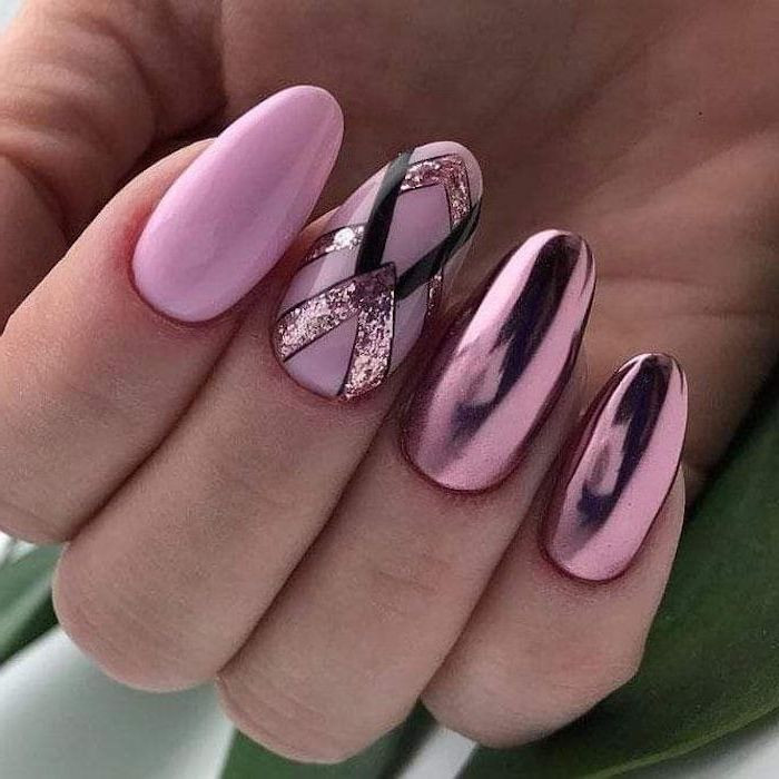 Chrome And Glitter Nails
 100 nail designs suitable for every nail shape