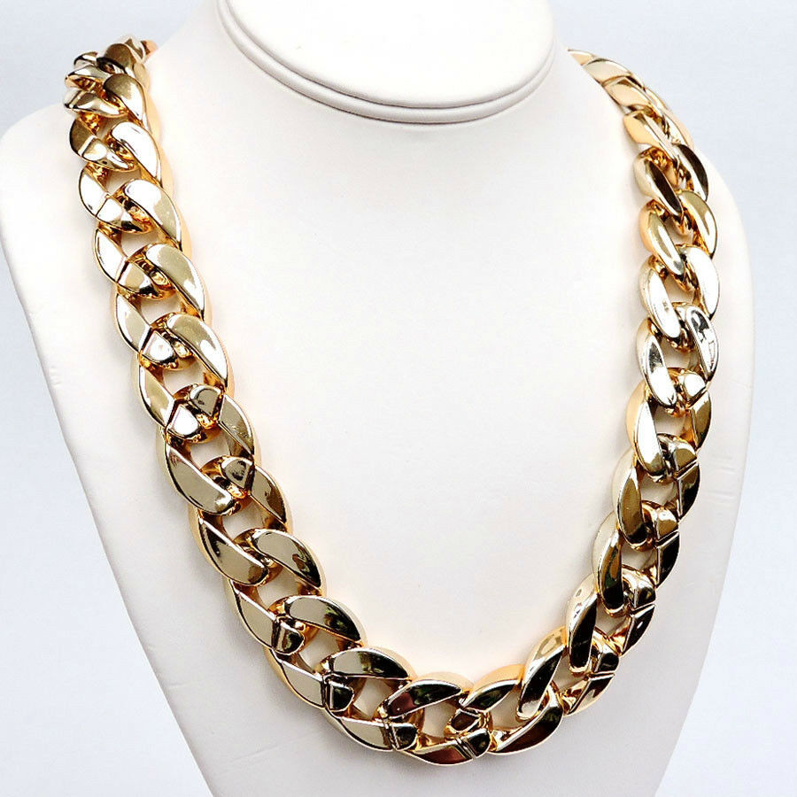 Chunky Chain Necklace
 Gold Aluminum Link Chain Long Chunky Shiny Curb Chain