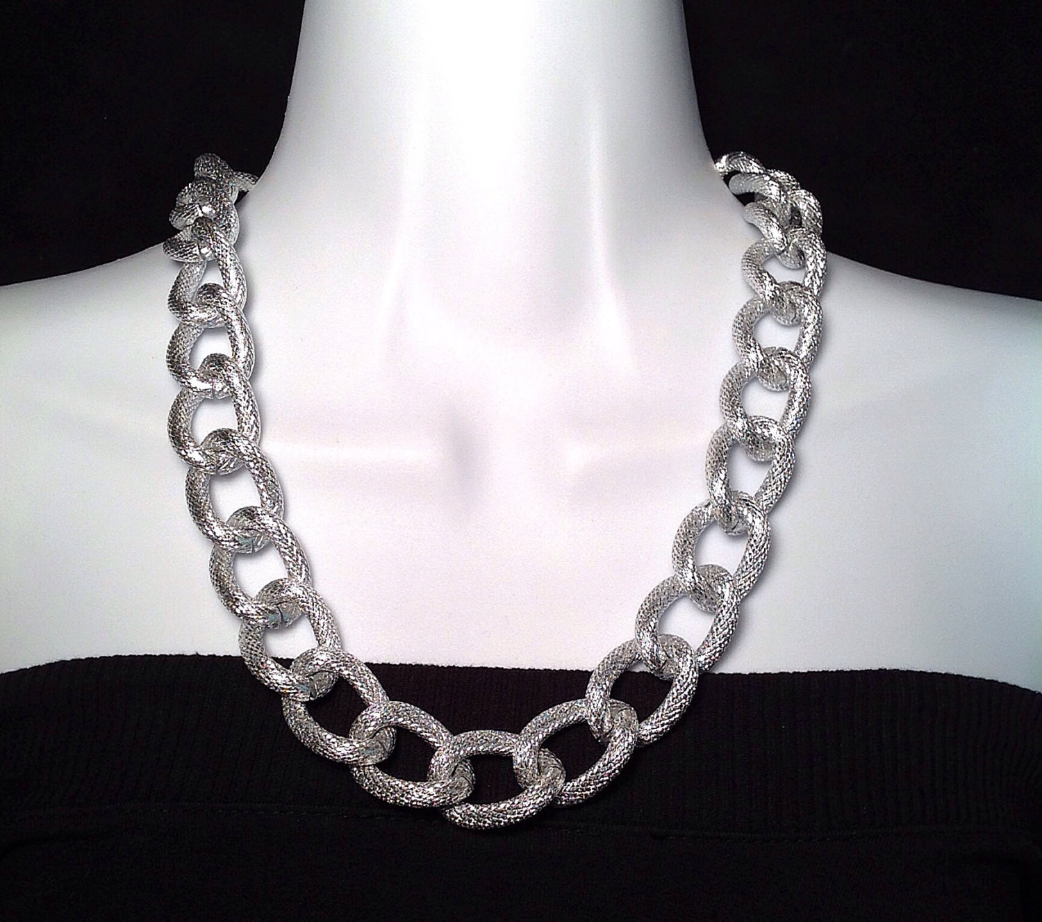Chunky Chain Necklace
 Chunky silver chain necklace Textured silver chain necklace