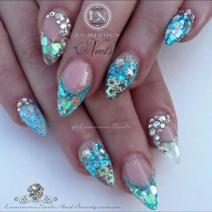 Chunky Glitter Nails
 “Mermaid Nails Sculptured Acrylic with glitter heaven