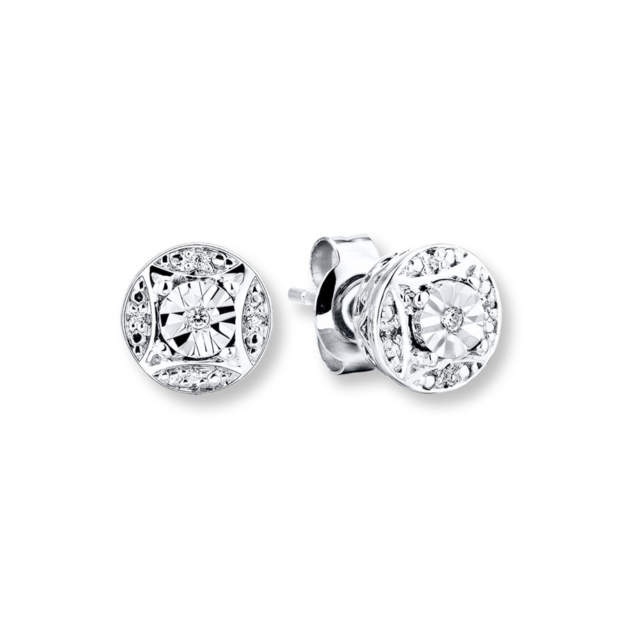 Circle Diamond Earrings
 Diamond Earrings Round cut Sterling Silver Kay