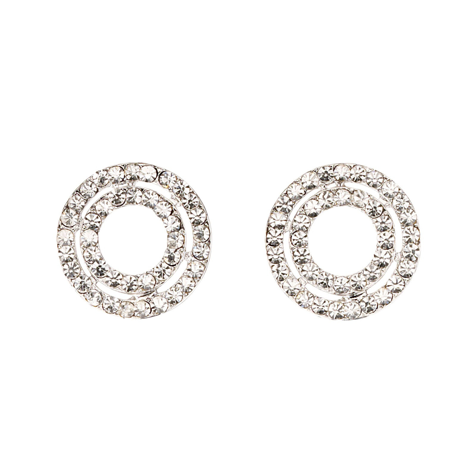 Circle Diamond Earrings
 Swarovski Crystal Circle Cluster Necklace and Earrings in