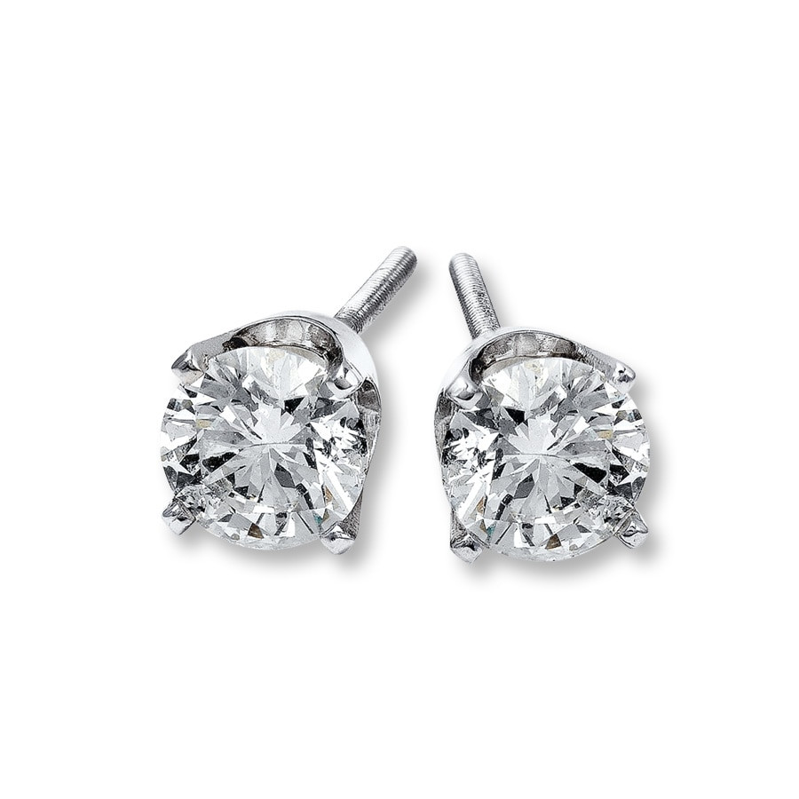 Circle Diamond Earrings
 Diamond Earrings 1 ct tw Round cut 14K White Gold