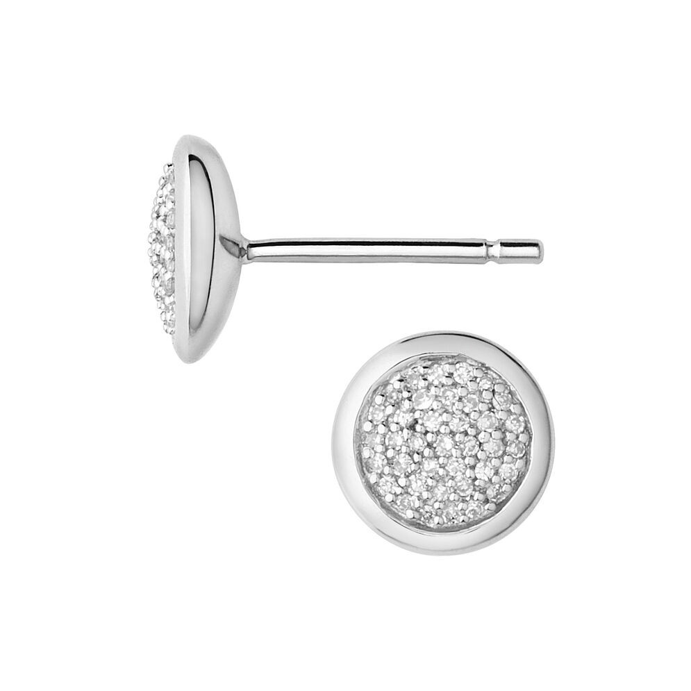 Circle Diamond Earrings
 Diamond Essentials Silver & Pave Round Stud Earrings