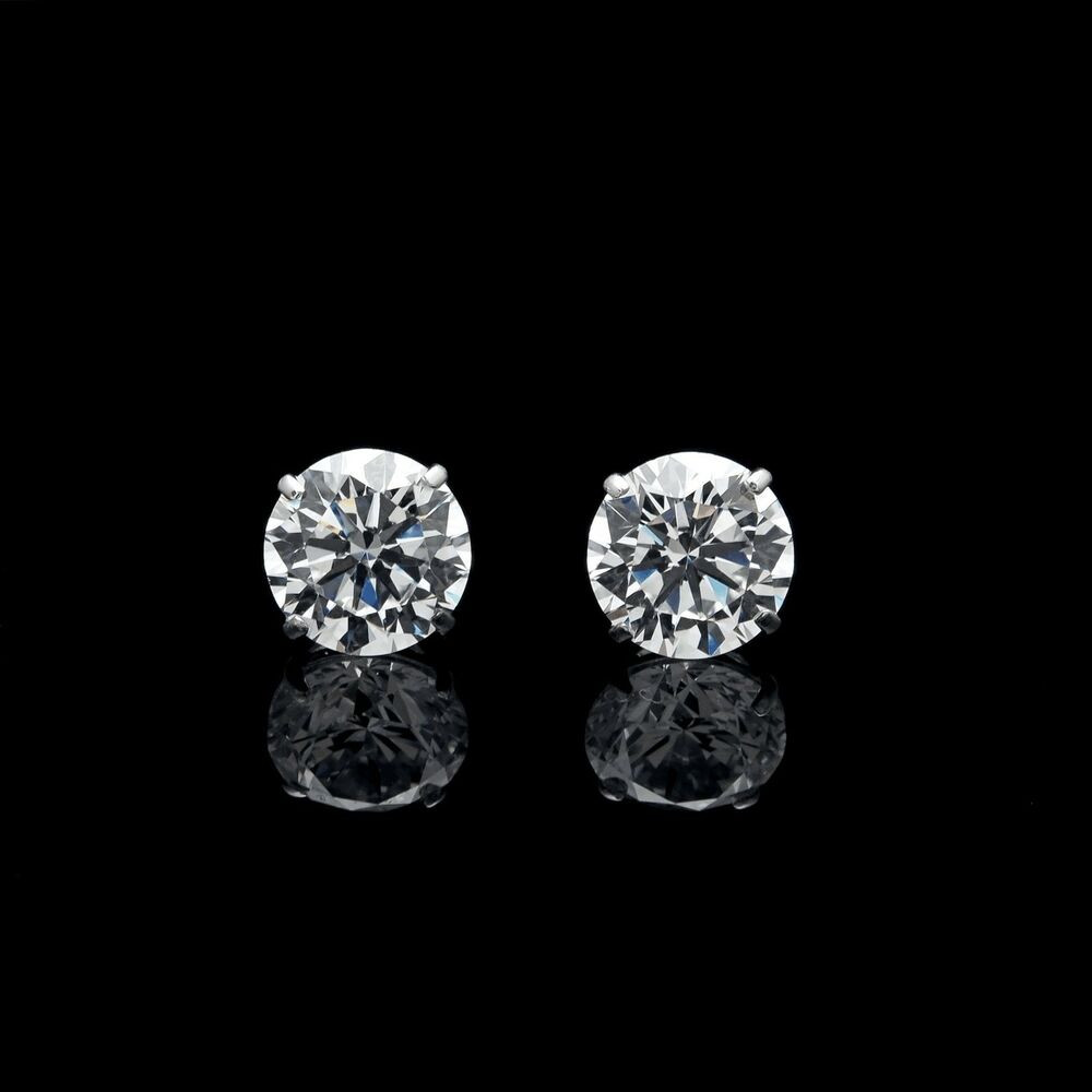 Circle Diamond Earrings
 1Ct Round Cut Brilliant Solitaire Earrings 14K White Gold