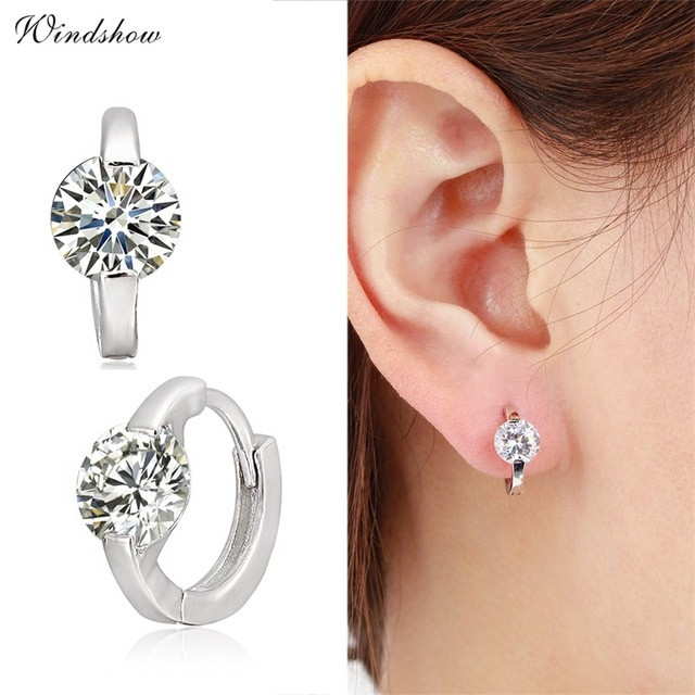 Circle Diamond Earrings
 Aliexpress Buy Cute 925 Sterling Silver Round