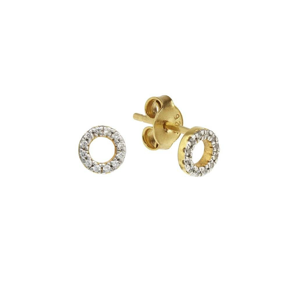 Circle Diamond Earrings
 14k gold vermeil diamond circle stud earrings by carrie
