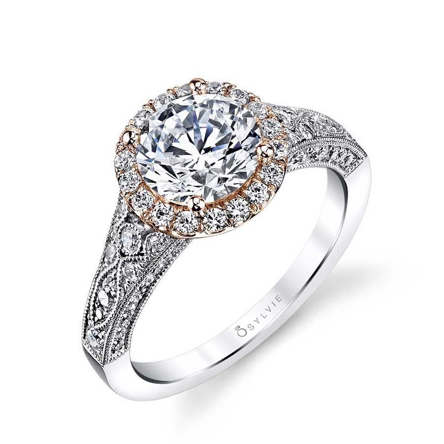Circle Wedding Rings
 Cheri Vintage Inspired Halo Engagement Ring