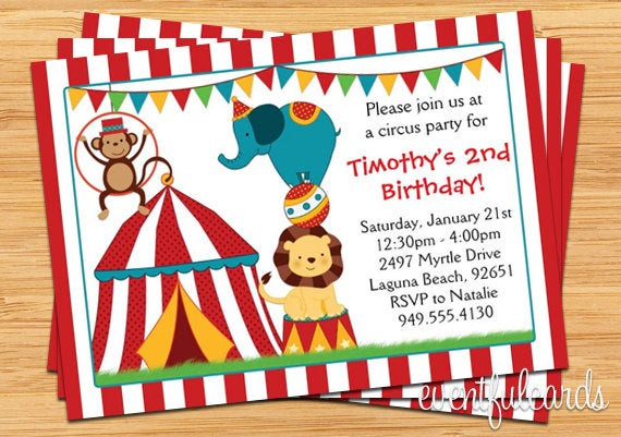 Circus Birthday Party Invitations
 Circus Birthday Party Invitation for Kids