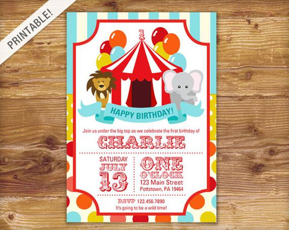 Circus Birthday Party Invitations
 First Birthday Carnival Invite Circus by ApplesAndElephants