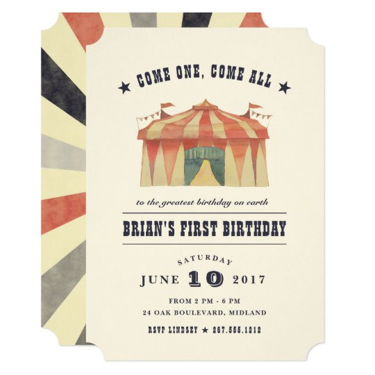 Circus Birthday Party Invitations
 Vintage Circus Birthday Party Invitation