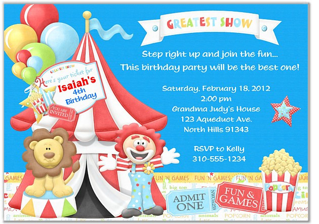 Circus Birthday Party Invitations
 Circus Birthday Party Invitations Circus
