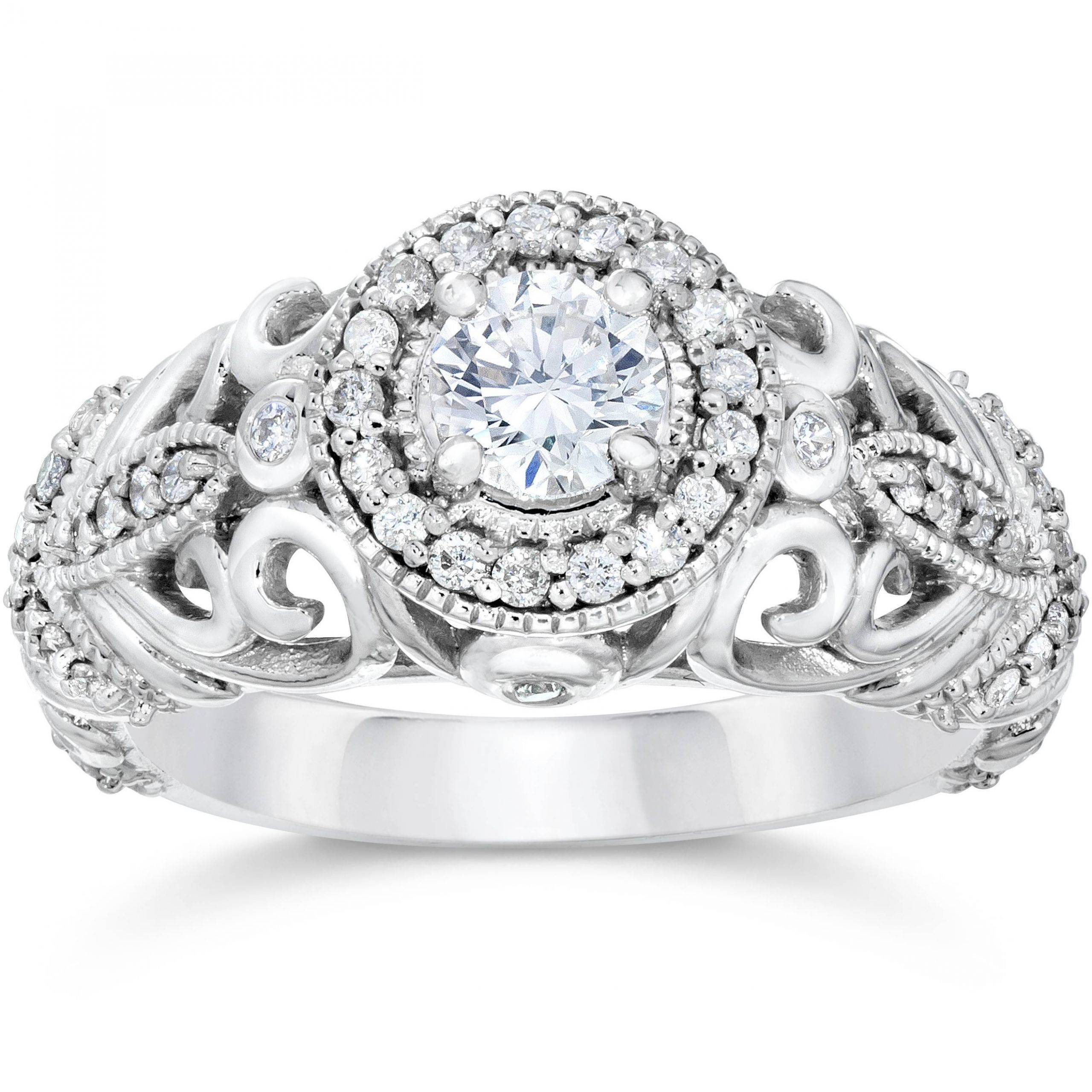Classic Diamond Engagement Rings
 3 4ct Vintage Diamond Engagement Ring 14K White Gold