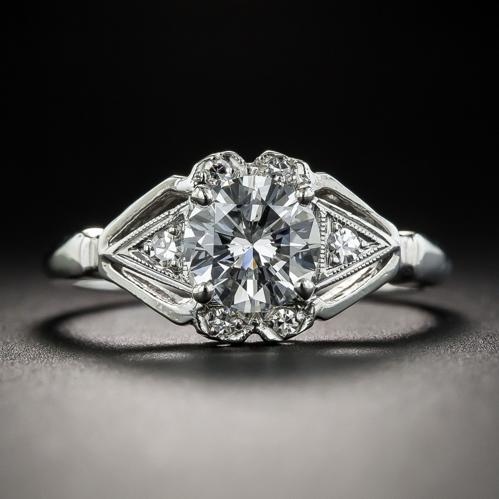 Classic Diamond Engagement Rings
 94 Carat Diamond Platinum Vintage Engagement Ring GIA D SI2