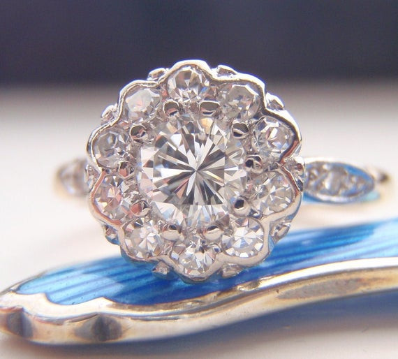 Classic Diamond Engagement Rings
 Engagement Ring Vintage Diamond Cluster by
