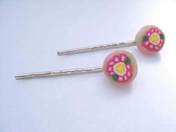 Clay Pins
 SALE Polymer clay bobby hair pins by Chicki on Etsy