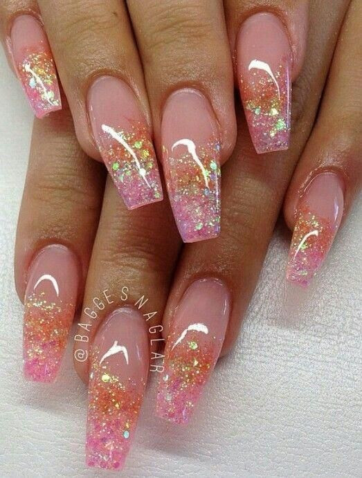 Clear Glitter Nails
 30 Wonderful Pink Acrylic Nails in 2019
