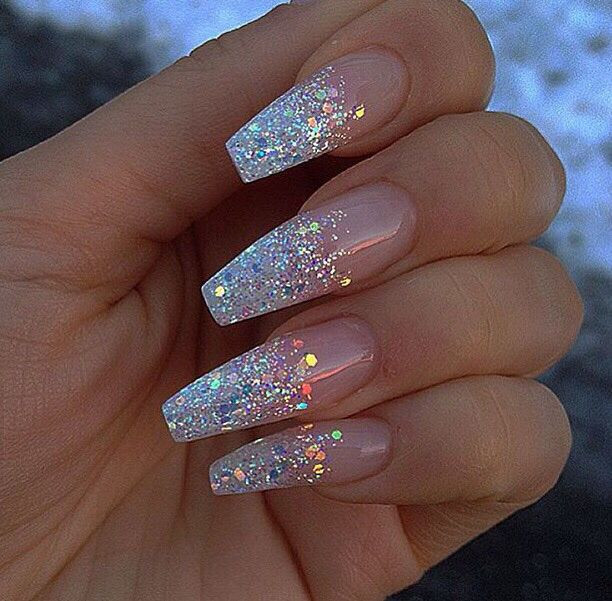 Clear Glitter Nails
 Christina Sparkly clear I love these but they are a