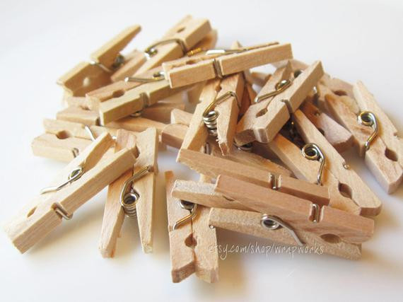 Clothes Pins
 50 Darjeeling Tea Stained Mini Clothes Pins Tiny 1 inch