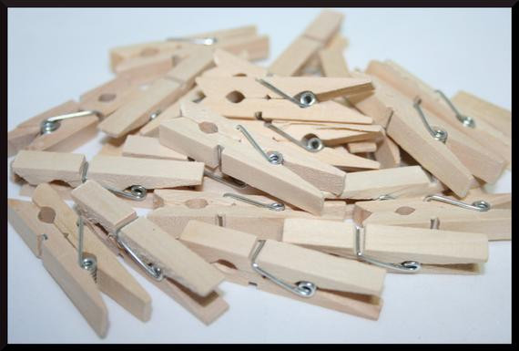 Clothes Pins
 Items similar to 24 Small Wood Clothespins 1 inch