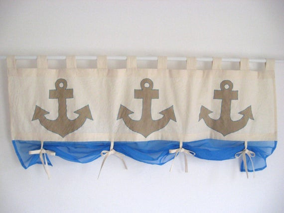 Coastal Kitchen Curtains
 Items similar to Anchor Curtains Nautical Navy Blue