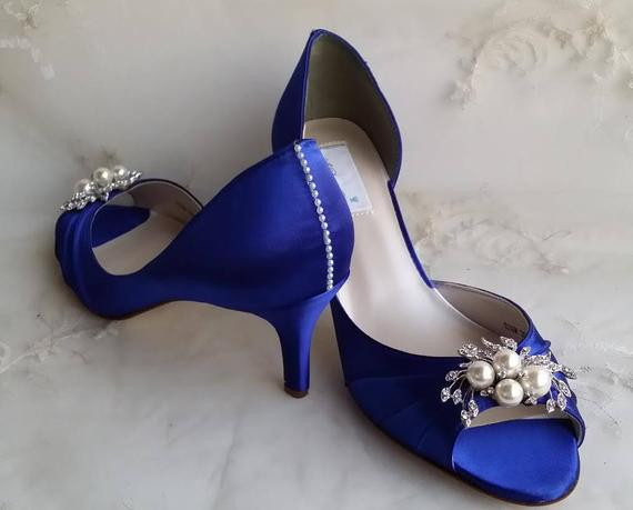Cobalt Blue Wedding Shoes
 Blue Wedding Shoes Blue Bridal Shoes with Pearls and